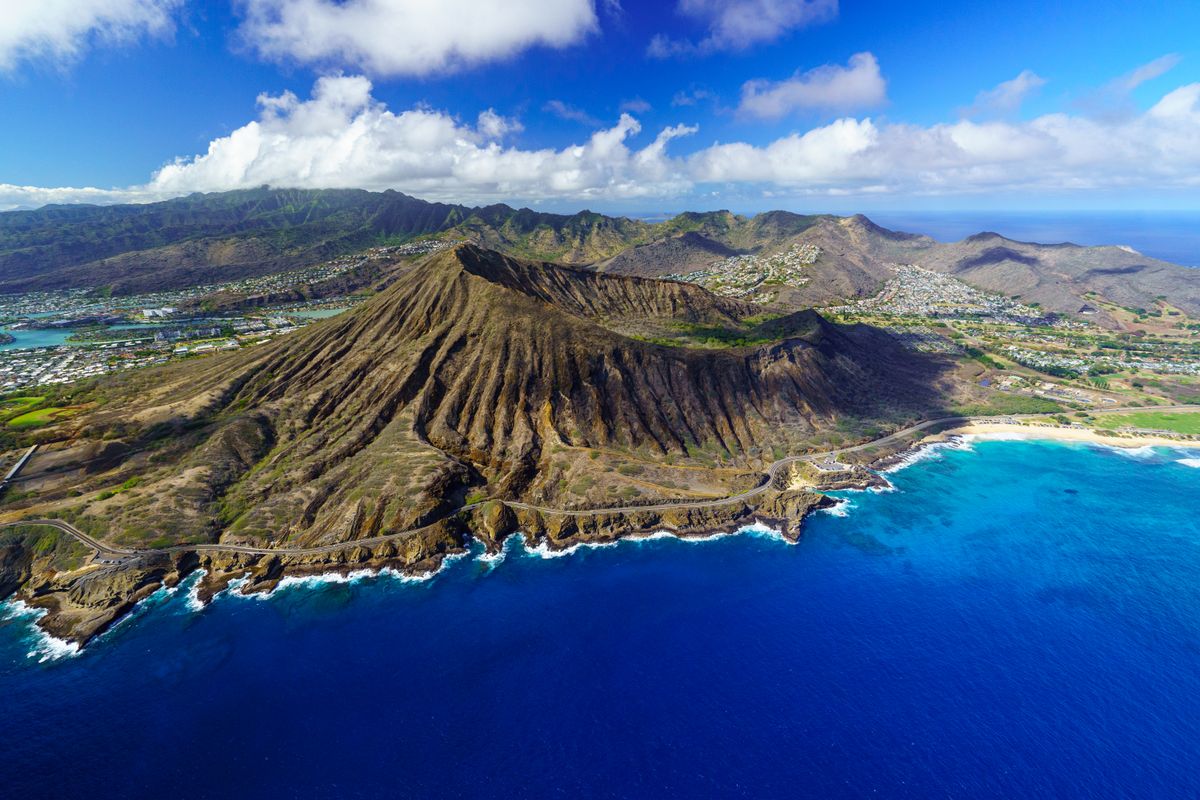 The steep stairs and 225-foot entry tunnel inside Diamond Head crater